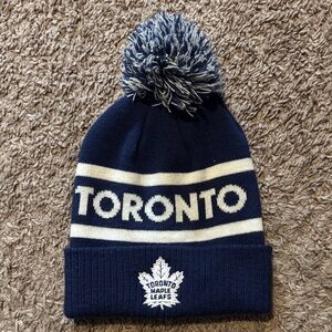 adidas Navy and White Pom Knit Beanie